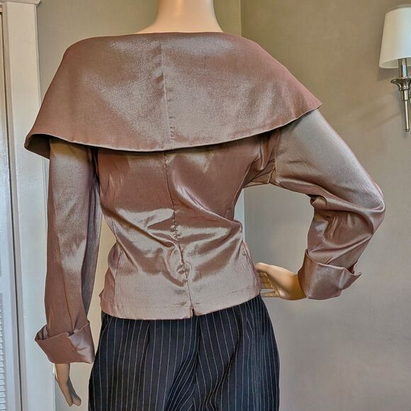 Vintage JS Boutique Metallic Evening Top Oversized Collar Formal Whimsigoth XL - Picture 3 of 9